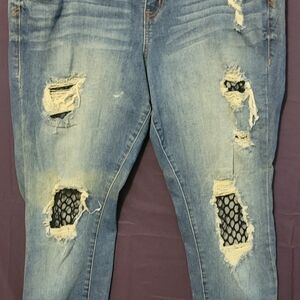 Womens Torrid Blue Boyfriend Jeans with Distressed Details